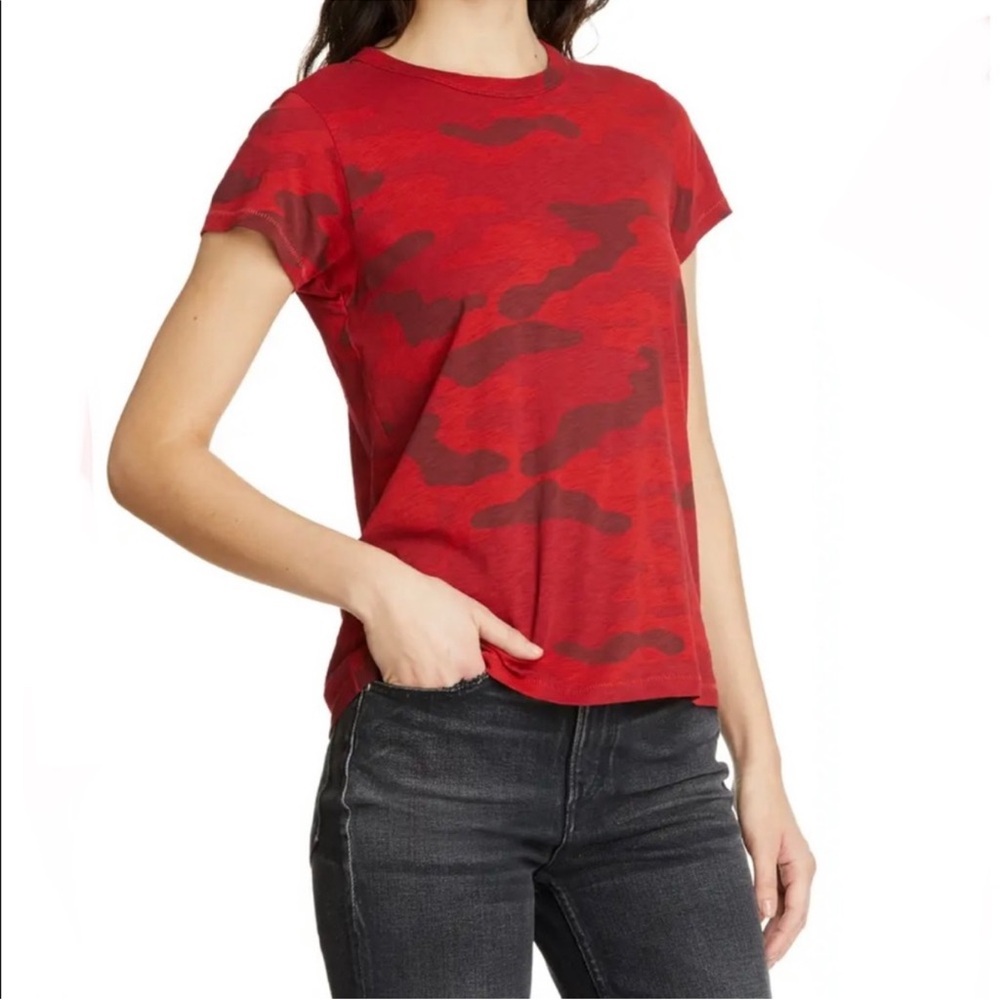rag & bone Red Camouflage Short Sleeve Tee